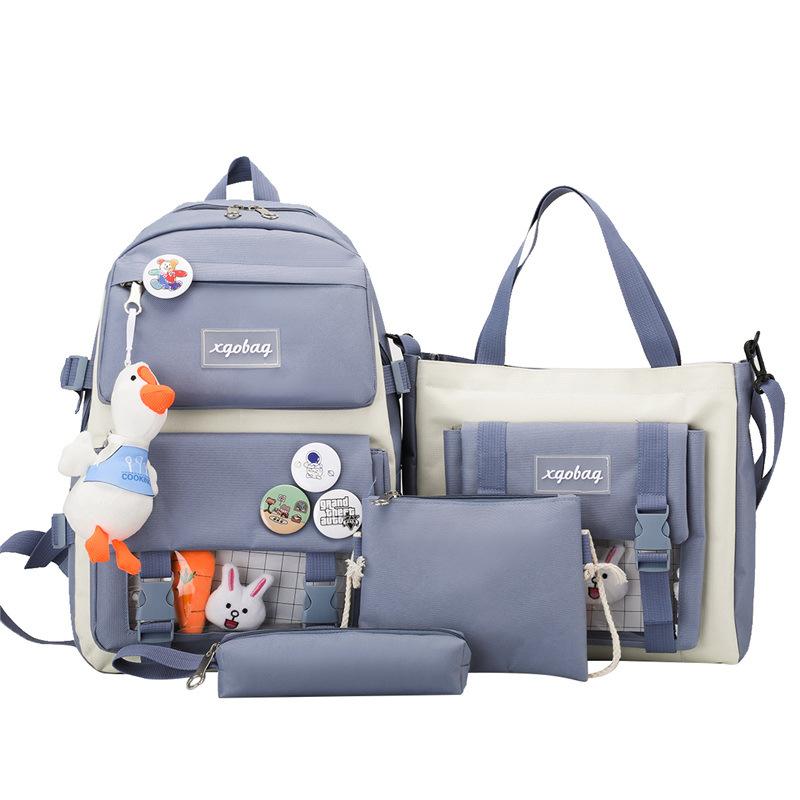 

Набор цветных рюкзаков для студентов, школьный рюкзак, холст, контрастный женский рюкзак большой емкости синий