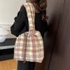 Autumn and Winter Vertical Striped Lamb Wool Wind Hair Bag Large Capacity Commuter Shoulder Tote Women's Bag