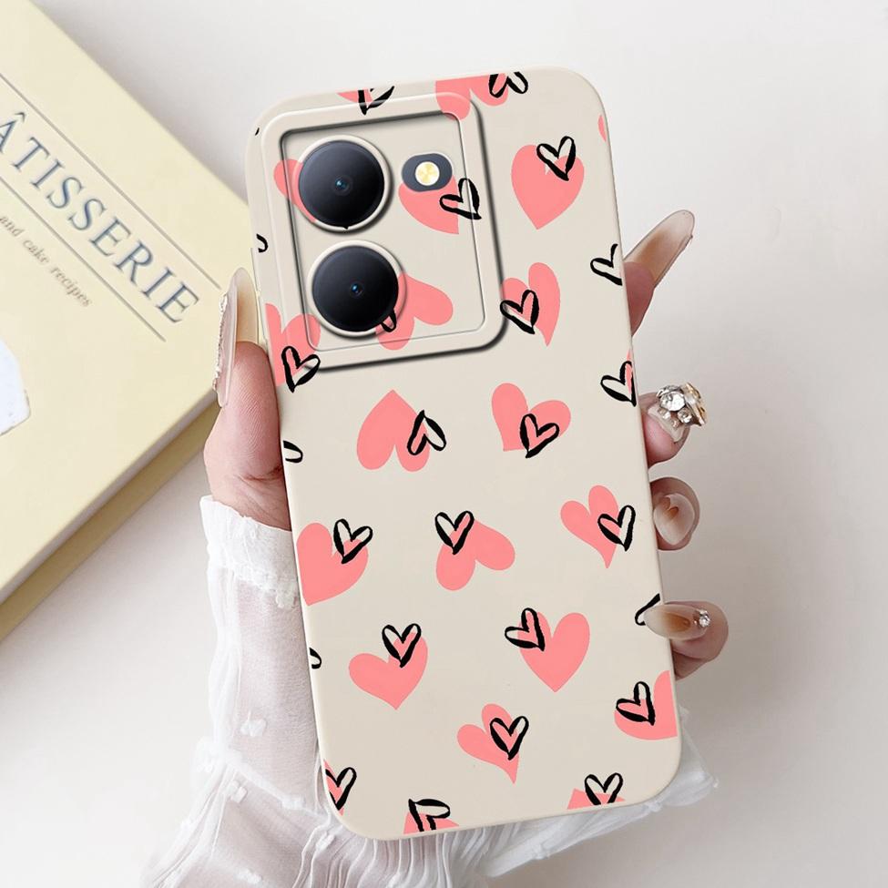 Für Vivo Y36 5G V2248 Hülle Für Vivo Y27 5G V2302 Abdeckung Silikon Luxus Mode Blumen Kawaii Süße Katze Lustige Handyhülle Stoßstange