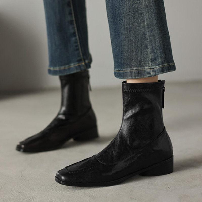 Soft leather version~ Maillard style thick heel short boots women's single boots leather boots high heels Martin boots thin boots women