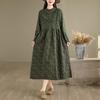 long sleeve Plus size Cotton linen vintage floral new in dresses for women casual loose long spring autumn dress
