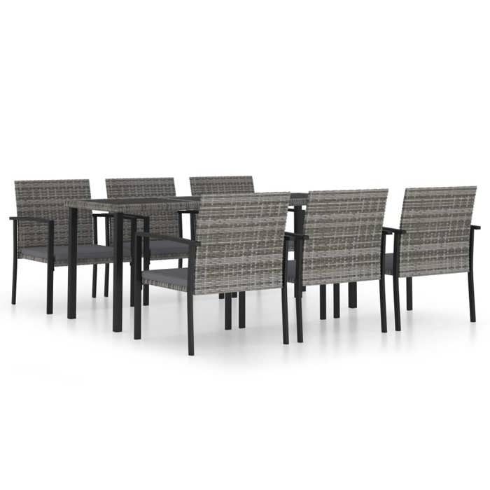 Ensemble de Salle à Manger de Jardin - VIDAXL - 7 pcs - Résine Tressée - Acier - Coussins Amovibles