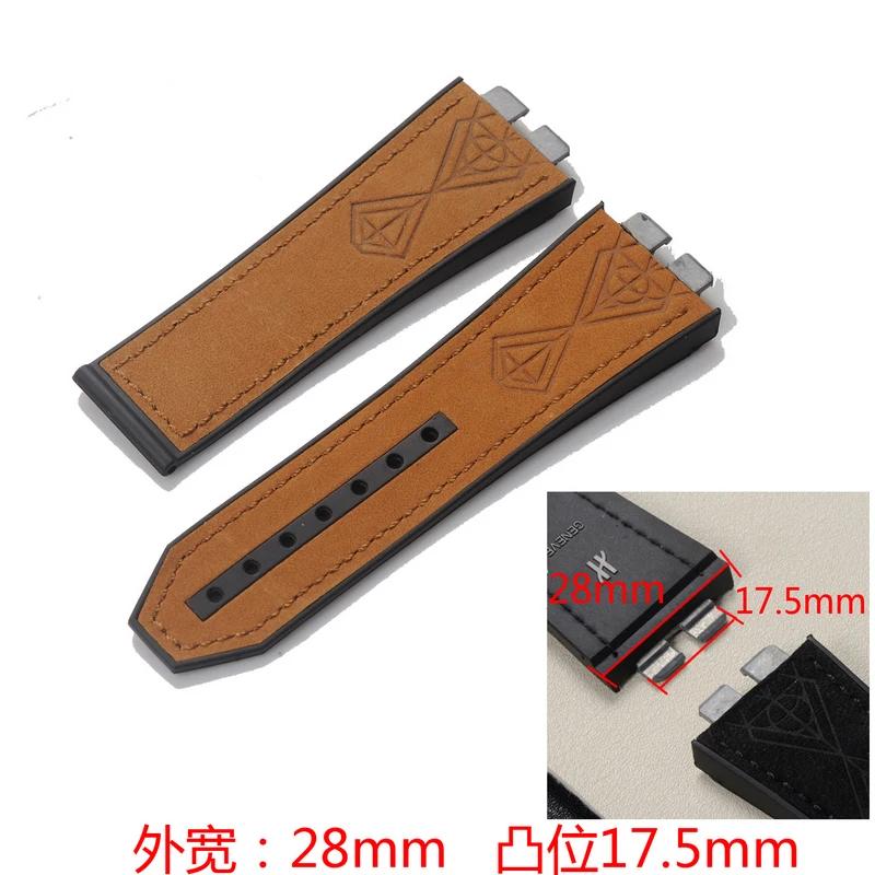 Для HUBLOT ТПУ ремешок BIGBANG Натуральная кожа Ремешок для часов 28 мм Интерфейс быстрого снятия Большой Взрыв Резиновый ремешок для часов Мужской Браслет 28mm