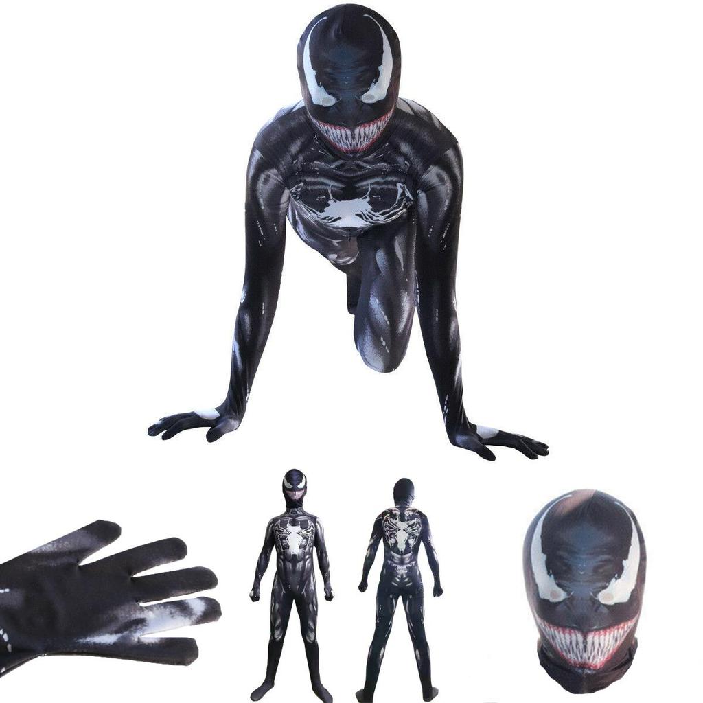 Venom Spider-man Cosplay Costume Jumpsuit With Exquisite Design And Breathable Fabric For Kids And Adults