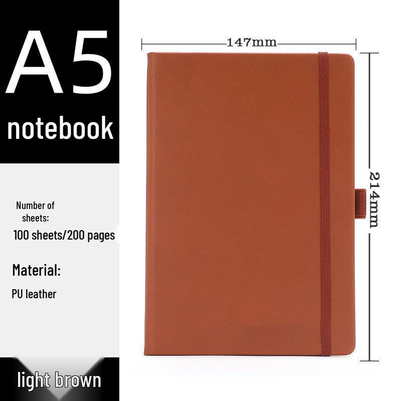 A5 Leather PU Business Journal with Elastic Band - Customizable Logo