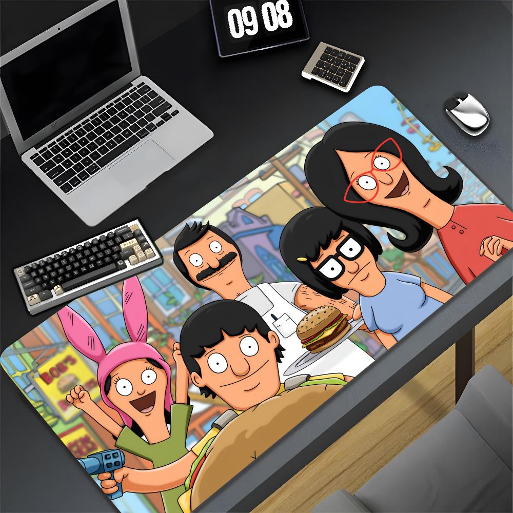 Tappetino per Mouse Cartoon B-Bobs Burgers XXL Gamer Gaming PC Computer Otaku Bordo Bloccato Fai da Te Foto Personalizzata Laptop Notebook Tappetino da Scrivania