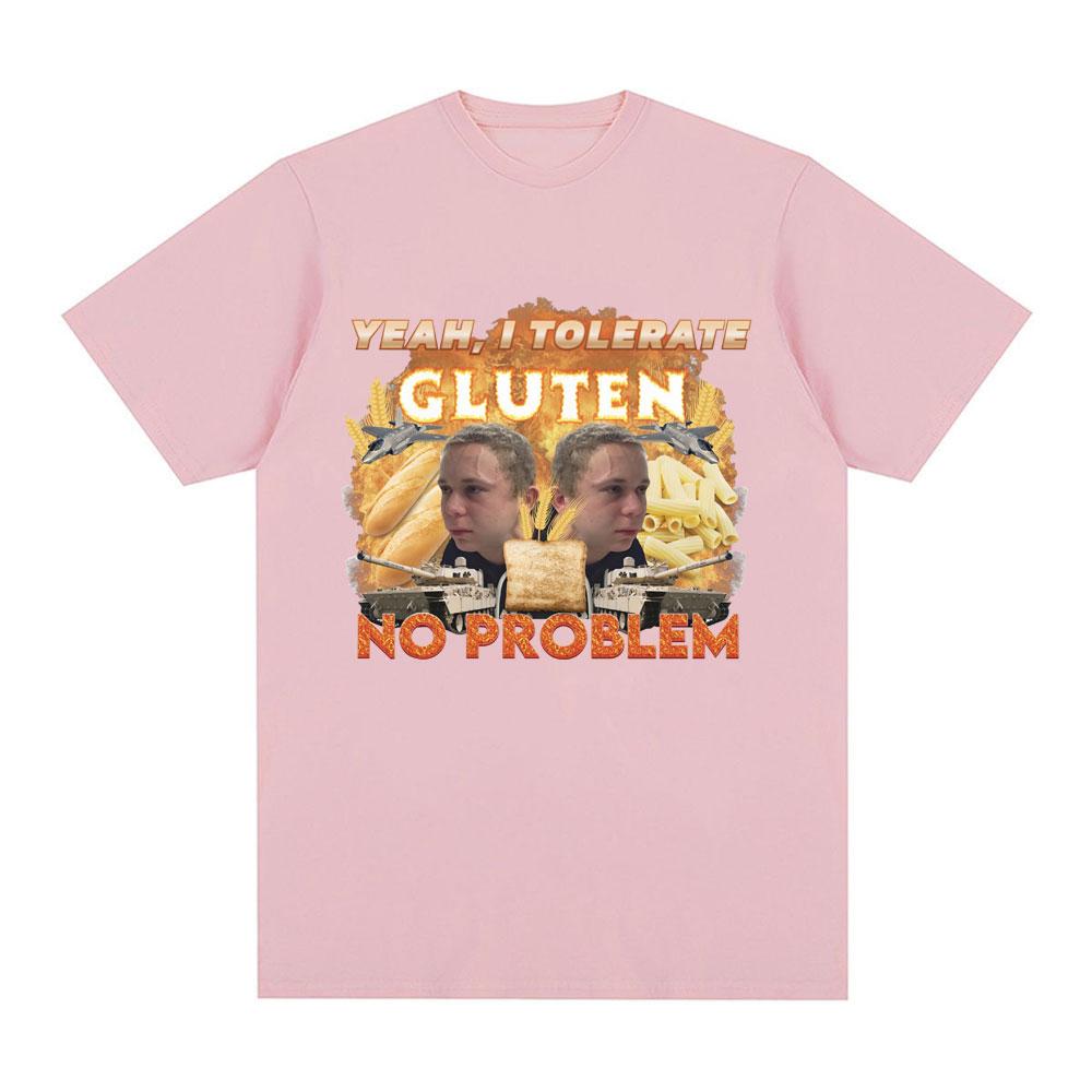 Ja, ich vertrage Gluten ohne Probleme Grafik T-Shirt Glutenintolerant Kurzarm T-Shirts 100% Baumwolle Lässige Oversized T-Shirts