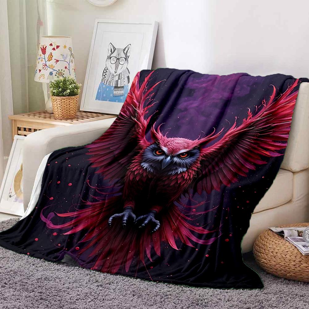 1Pc Owl Fantasy Art Flannel Blanket, Soft And Comfortable, Casual Warm, Camping Travel, Christmas, Halloween Xmas Gift. G115