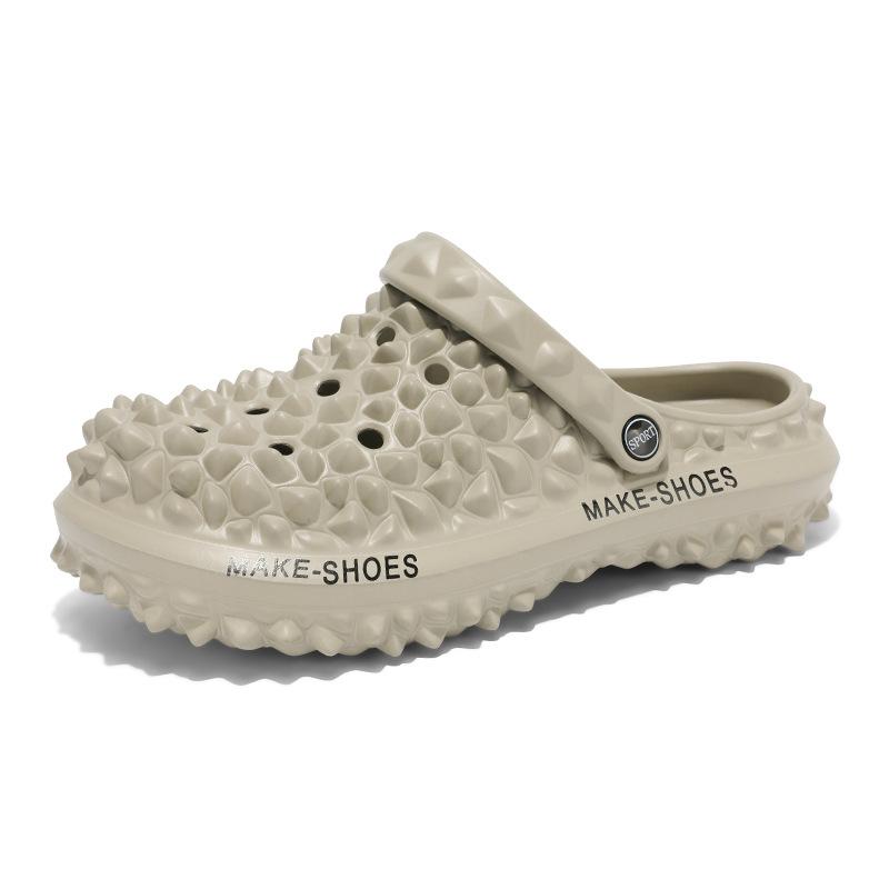 Durian Hole Shoes Men'S Thick-Soled Beach Sandals Solid Color Outdoor Non-Slip Casual Bag Head Slippers Men