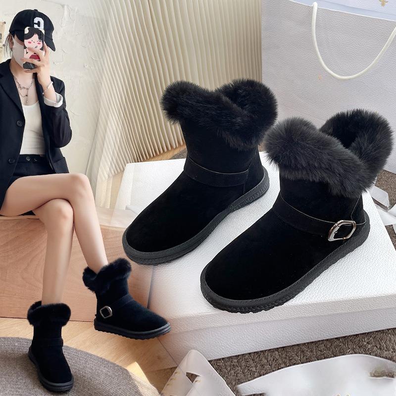 Snow Boots for Women, Short Tube with Thick Velvet and Flat Bottom Boots