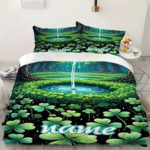 Comforter Four Leaf Clover Four Leaf Clover Background Theme Suitable For Children Kids And Adults Soft And Warm