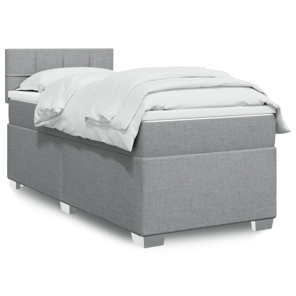 Vidaxl Kontinentalbett mit Matratze, Hellgrau, Stoff, 90x190 cm