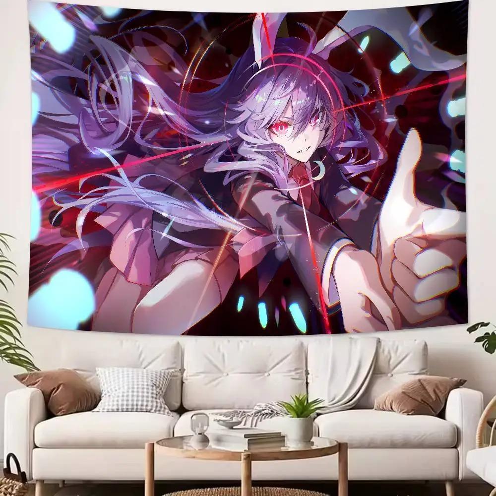 Kawaii Anime Girl Touhou Printed Tapestry Wall Hanging Cute Cartoon Style Fantasy Background Home Decoration