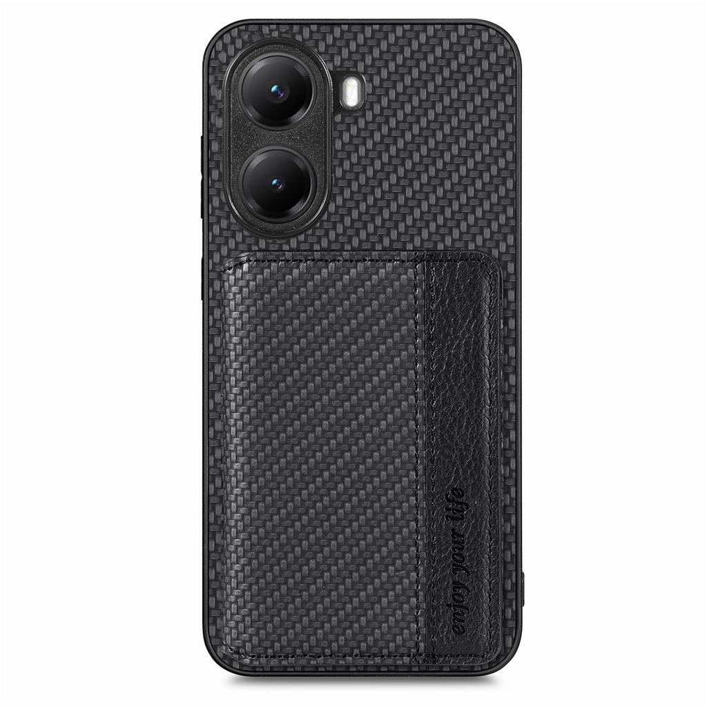 For Xiaomi Redmi Turbo 4 5G Case RFID Blocking Carbon Fiber Leather Phone Back Cover with Card Holder