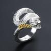 Snake Ring with Tail Copper Rattlesnake Shaped Finger Ring Jewelry Handmade Adjustable Serpent Ring Gift for Men Women