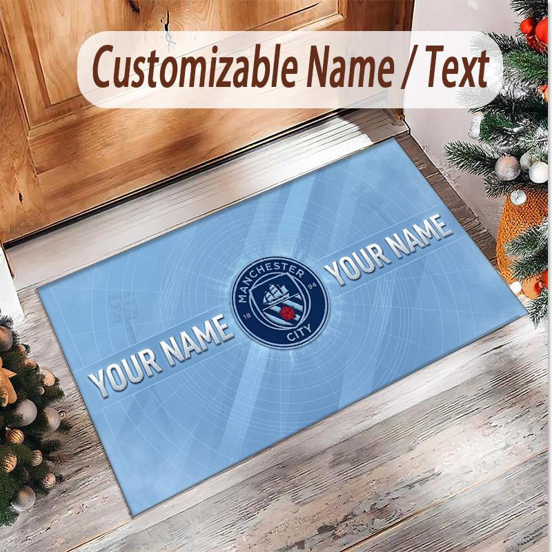 Personalized Crystal Velvet Carpet Manchester City Pattern Non Slip Floor Rug