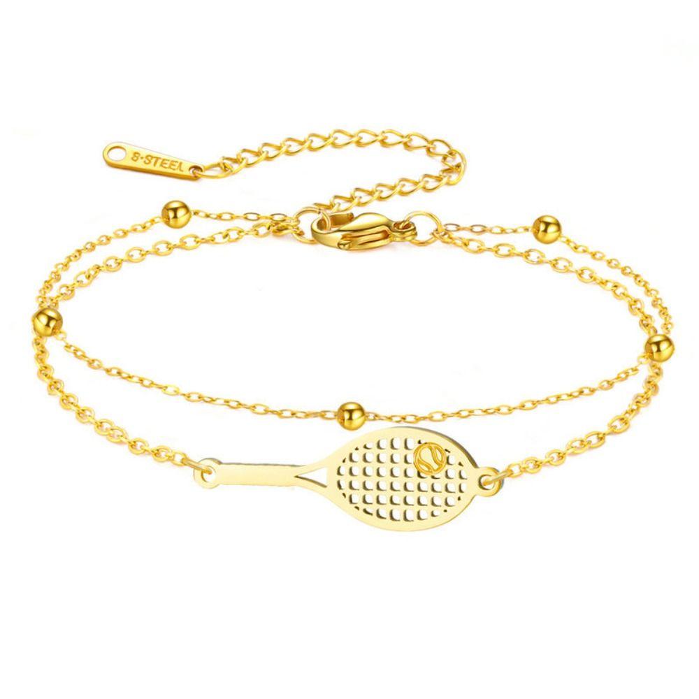 Sport Style Tennis Racket Bangle Stainless Steel Weave Rope Bracelet Tennis Racket Bracelet  Gifts