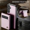 For Samsung Galaxy S25 FE Leather Back Cover JEEHOOD J06 Magnetic Phone Case with Card Bag RFID Blocking
