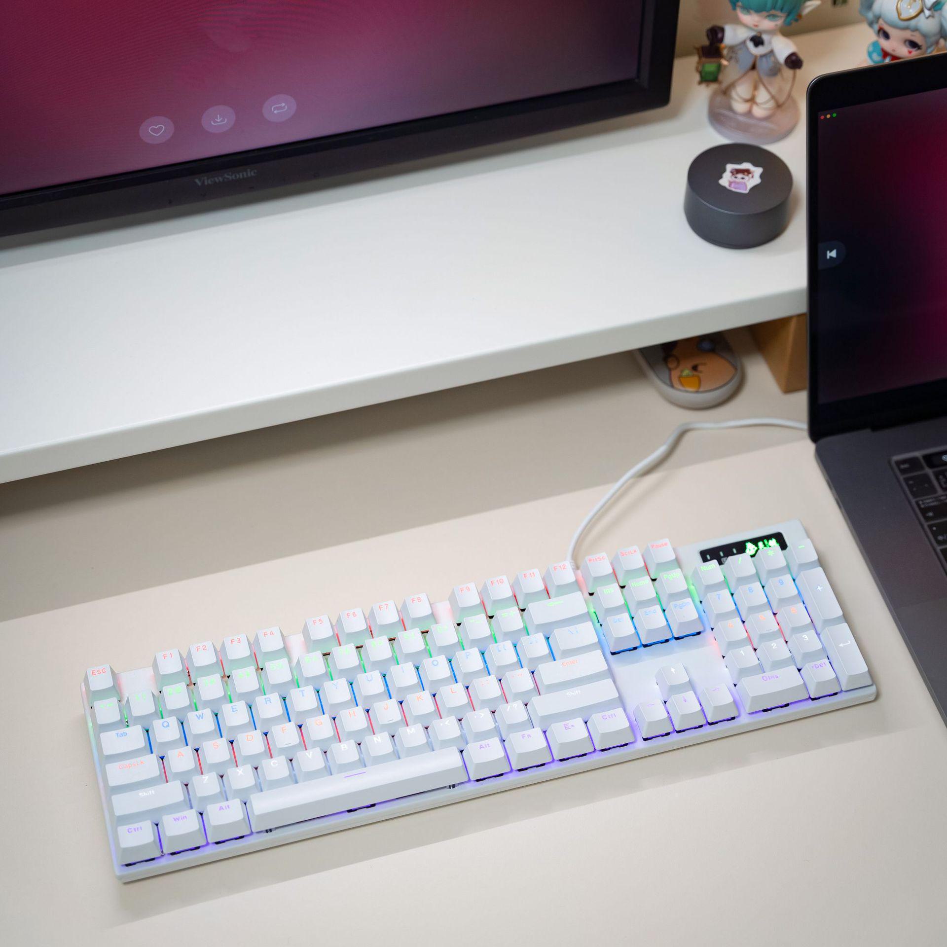 

Настоящая механическая клавиатура, проводная, 87/104 клавиши, с подсветкой зеленого и черного цветов 104 keys red axis белый