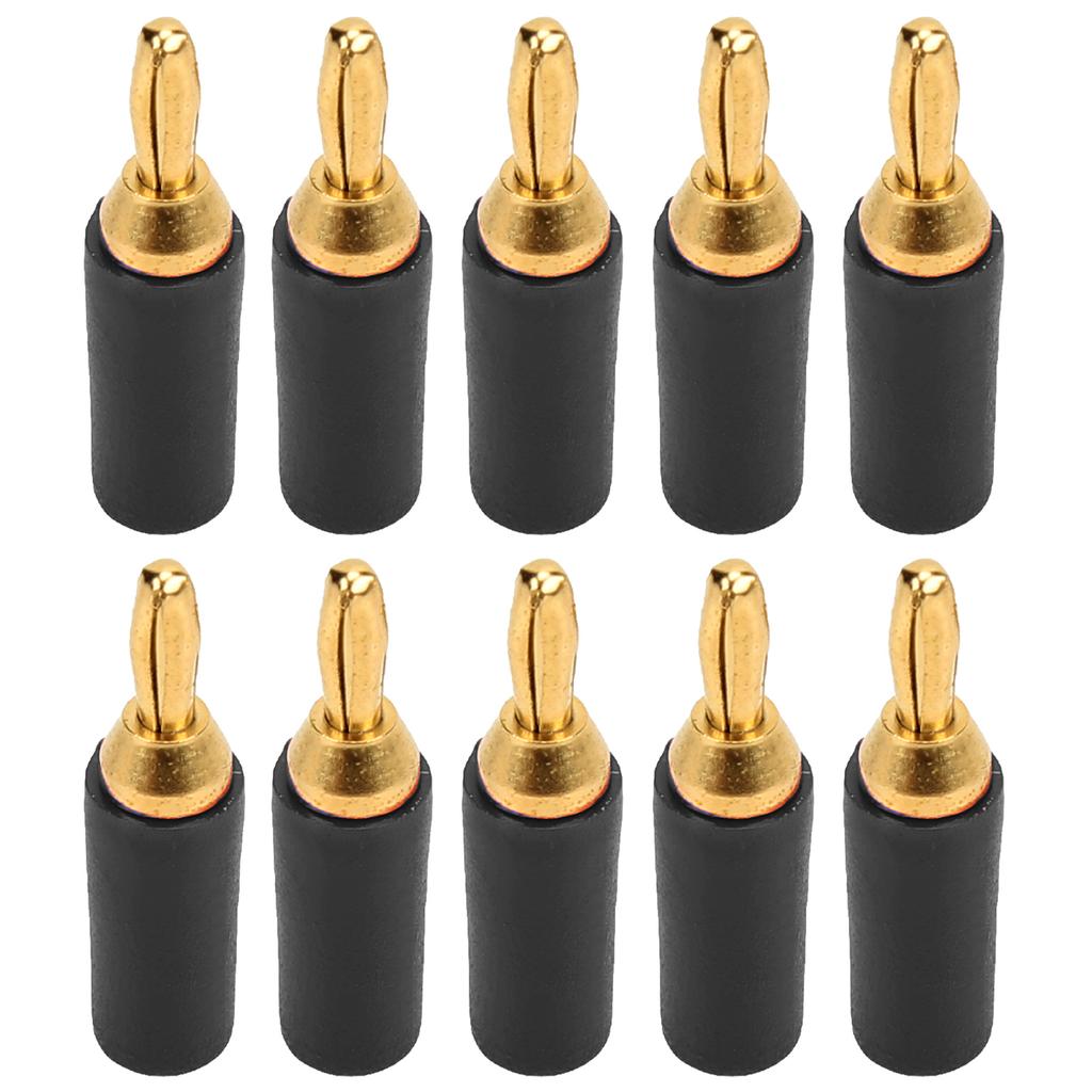 10PCS J.10007 2.5mm Brass Banana Plug Gold Plated Banana Plug Connector Instrument Test PlugBlack