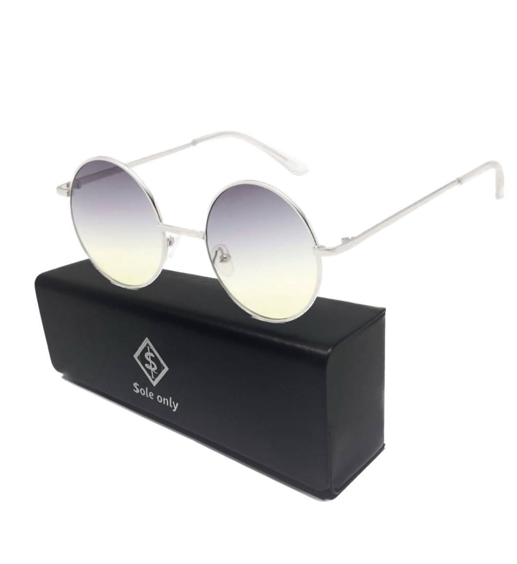 

sunglasses round glass chain fashionable for men and women sunglasses chain sold [$ole only] Sole-only (round (glass separately), silver)