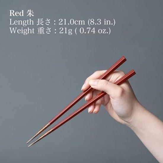 Kasyou Studio Kasei Workshop Urushi Healthy Chopsticks Red (Dishwasher Safe 21cm Pentagonal) Made Japan Kaga Handmade Craftsmen Gift Box Included