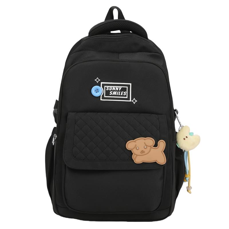 Рюкзак большой емкости Студенческая школьная сумка Однотонный рюкзак для кампуса чёрный