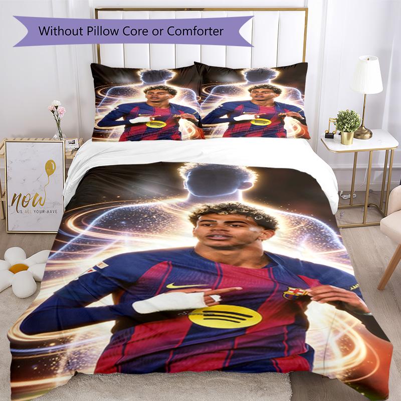 Lamine Yamal Barcelona Football Jersey Bedding Set,Comfort Bed Linen for Boys Room Decoration,Perfect Gift for Match Fans,Wrinkle Resistant Duvet Cove