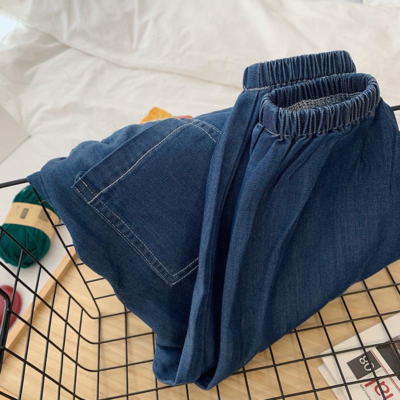 Tong Chenchen Boys' Ice Silk Jeans - Breathable Tencel Mosquito Pants for Summer