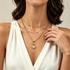 Retro Multi-layer Beaded Necklace with Heart-shaped Rhinestone