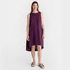 Summer Cotton Linen Solid Color Sleeveless Irregular Round Neck Long Dress