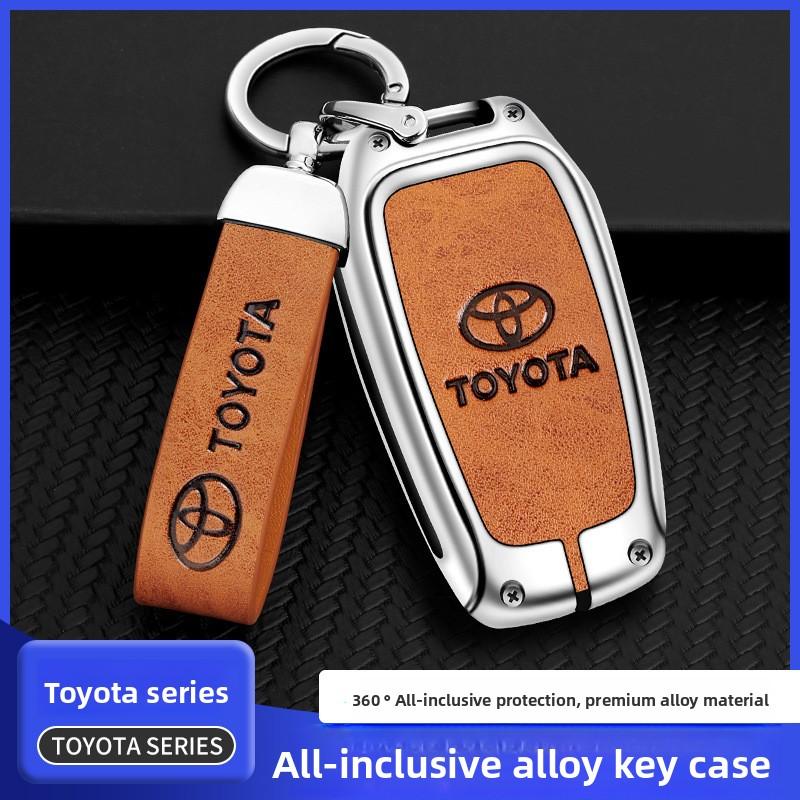 New Zinc Alloy Leather Car Key Case Cover Shell For Toyota CHR Hilux Fortuner Land Cruiser 200 Camry Corolla Crown RAV4 Highland HO8