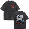 Korn Europe Tour  Vintage Washed T Shirt Fan Gifts Metal Gothic Rock Band Tshirts Mens Clothing Casual Short Sleeve Tshirt