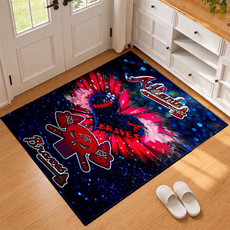 Atlanta Braves Carpet Door Mat for Living Room or Bedroom Protective Mat Under Chair Office Decoration Christmas Gift Birthday Present