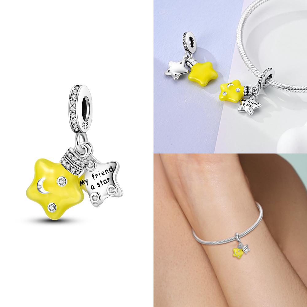 Luminous Firefly Stars Charm Fit Original New In Copper Charms Bracelets Pendants For Women Beads Diy Party Jewelry