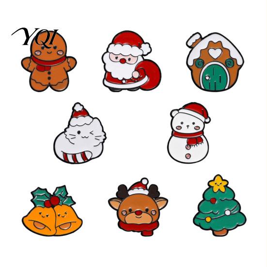 Elk Bag Decoration Pin Christmas Cartoon Enamel Brooch, Santa Claus Snowman Tree Badge Pin, Holiday Party Favors Bags Scarves Clothes Decorative