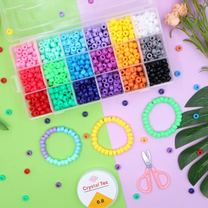 DIY Bracelet Making Set With Resin Beads Plastic Charm and Elastics String for Kids Adults Jewelry Craft Supplies