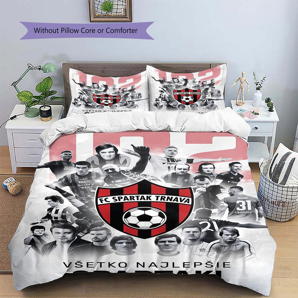 Literie Modèle FC Spartak Trnava, Ensemble Couette Housse de Couette Taie d'oreiller Cadeau d'Anniversaire pour la Maison(1 housse de couette + 2 taies d'oreiller, sans garniture.)