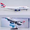 47cm 1/150 Scale B747 British Airways Aircraft Airplane Model Toys with Light Diecast Resin Plane Collection Display Gifts Fans