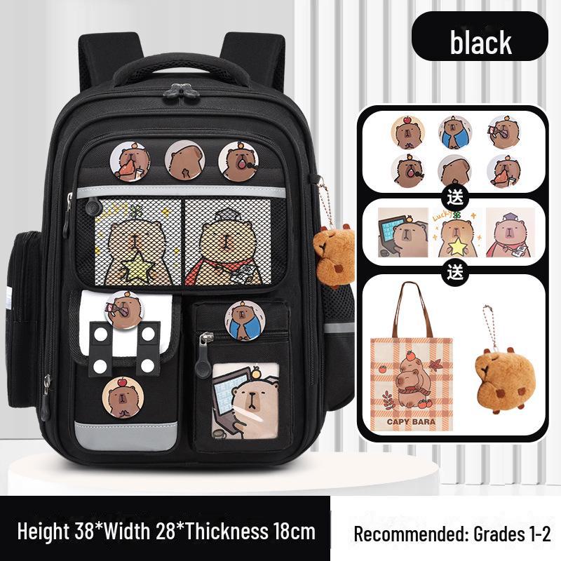 Capibara Schoolbag: Large Capacity, Lightweight Backpack for Grades 1-6, Ideal for Boys and Girls