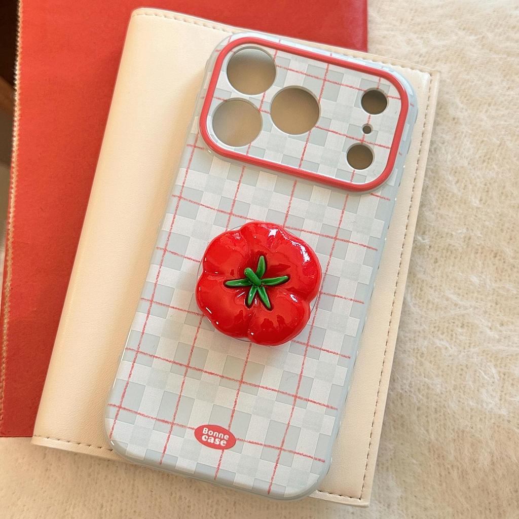 Creative Tomato Stand Phone Case for iPhone 16, iPhone 17, iPhone 17 Pro Max
