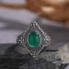Vintage S925 Sterling Silver Inlaid With Natural Malachite Blue Gold Green Chalcedony Thai Silver Ring Women'S Court Open Ring