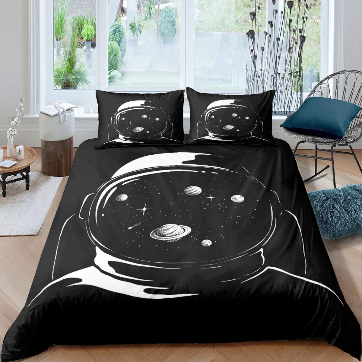 

Украшения для детского постельного белья, выкройка скафандра астронавта в натуральную величину для мальчиков, чехол для одеяла «Звездное небо» из 3 предметов с 2 наволочками EU single(135x200cm)