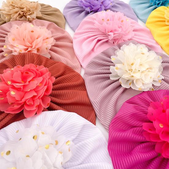 Baby Hat Threaded Bronzing Flower Breathable Newborn Infant Beanie Cap Headwrap Gift for Toddler