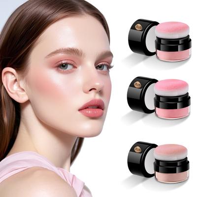 5G Cushion Blush Highly Pigmented Lips Eyes Cheeks Blusher with Soft Puff Lightweight Women Makeup Natural Loose Powder Face Blush