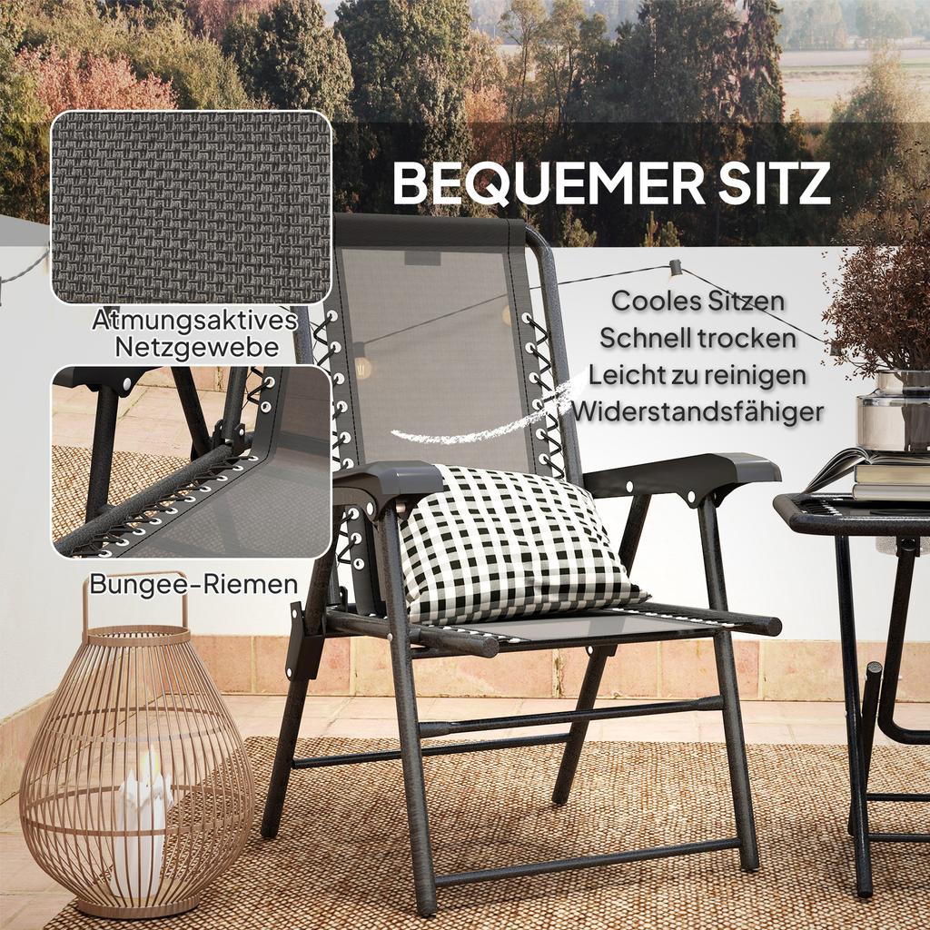 Three-Piece Garden Table and Chair Set - Black