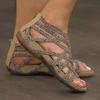 Summer Women Sandals Round Toe Hollow Wedges Sandals Casual Closed Toe Flat Rome Sandals Plus Size Leopard Sandalswer4