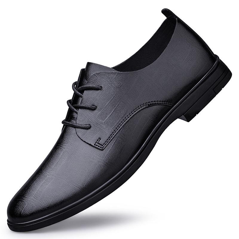Fashion 2025 New Fashion Men Dress Shoes Men Genuine Leather Oxfords Shoes Casual Lace-up Formal Footwear Business Men's Wedding Shoes