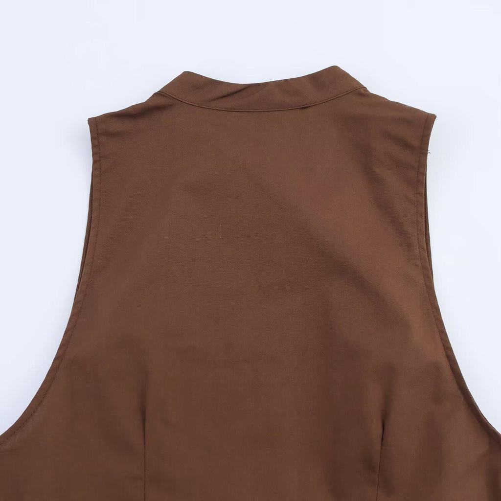 Spring 2025 Women's European & American Fashion Midi Dress with Belt