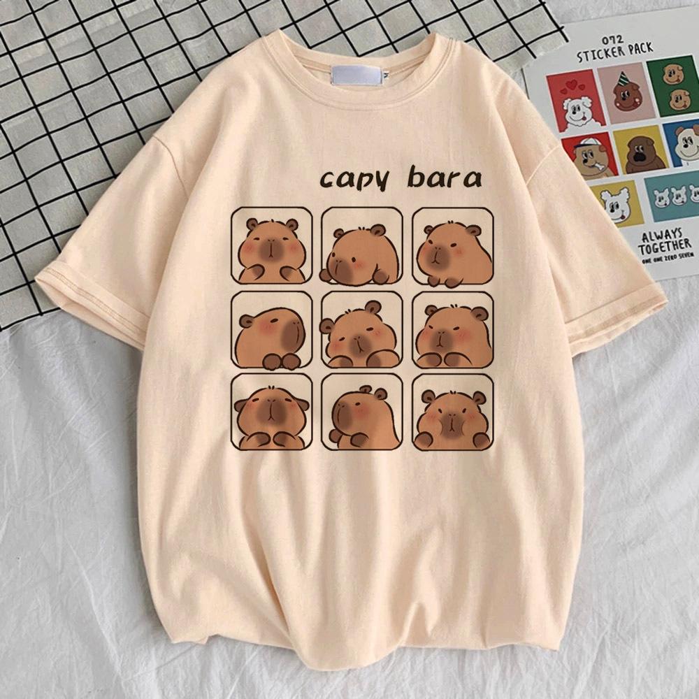 Capybara Top Tees Teen Streetwear Korean Clothes Trendy Anime Classic Top Tees Hip Hop Graphic Psychedelic Gothic Kawaii 80s